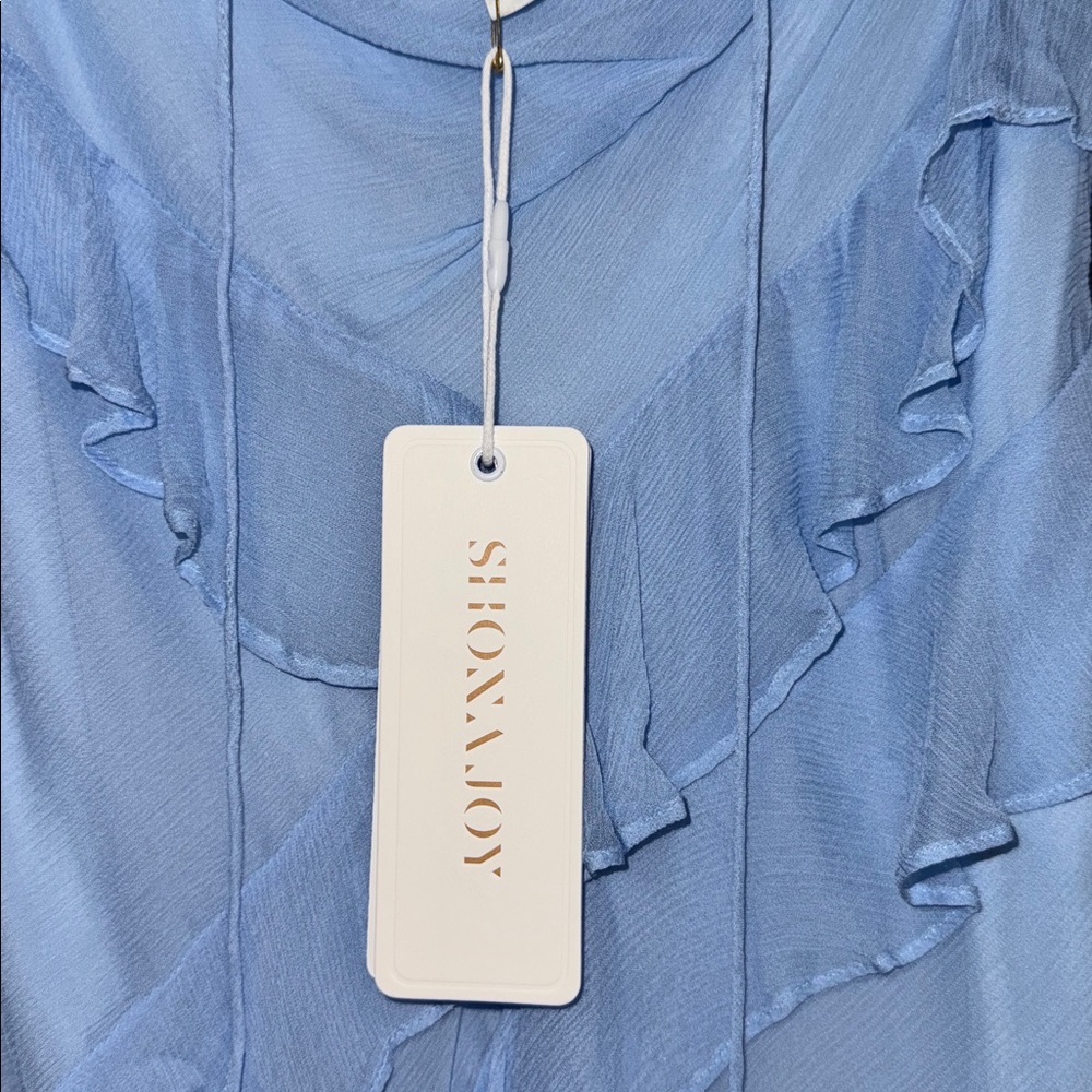 Shona Joy Layla Long Sleeve Ruffle Mini Dress in Sky - Picture 4 of 8